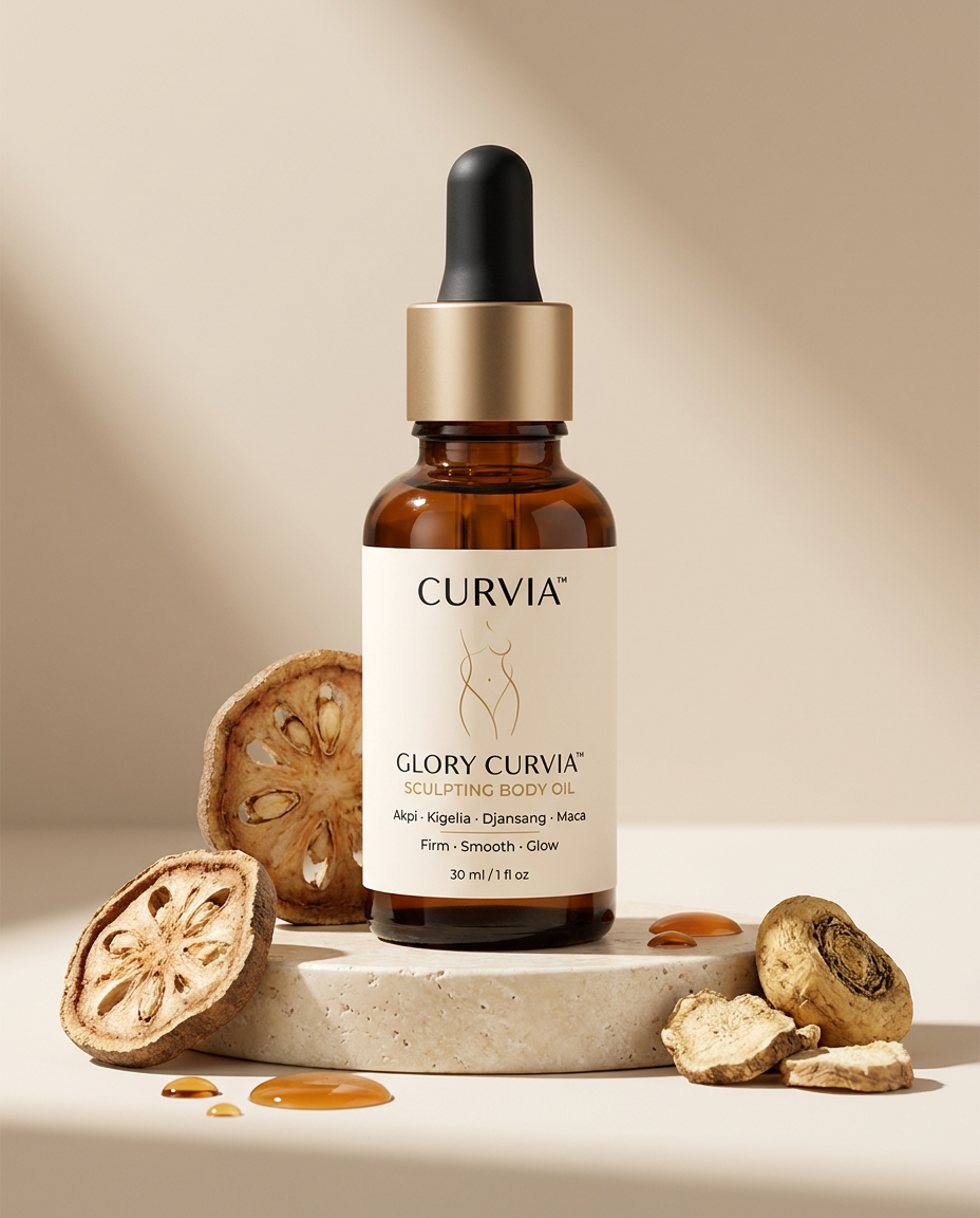 Glory Curvia sculpting body oil 30 ml amber bottle with gold dropper